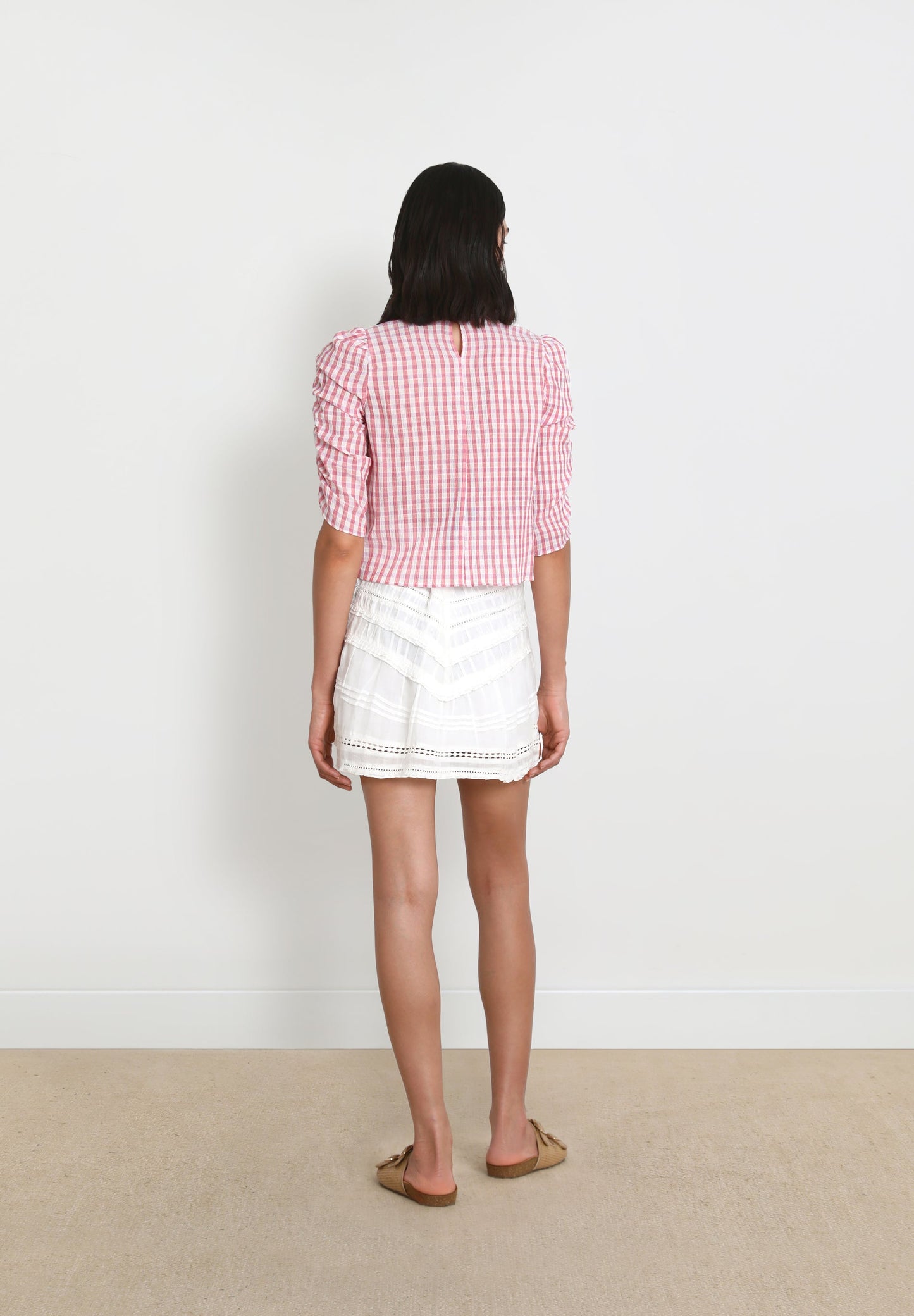 BLUSA VICHY MANGA FRUNCE