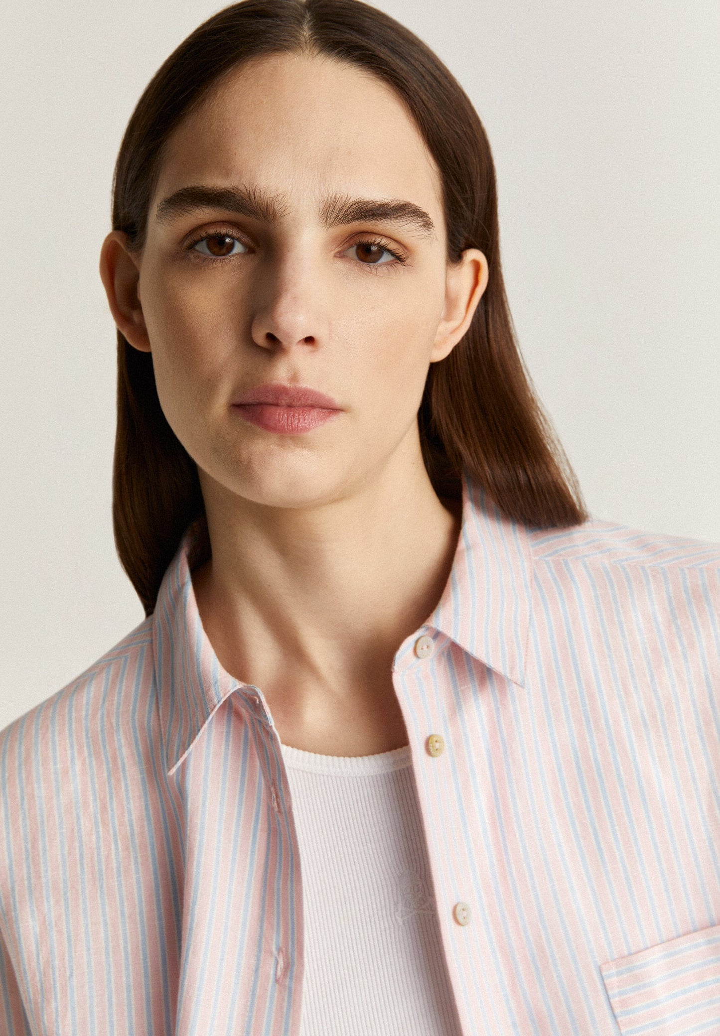 CAMISA LINO RAYAS COMBINADAS