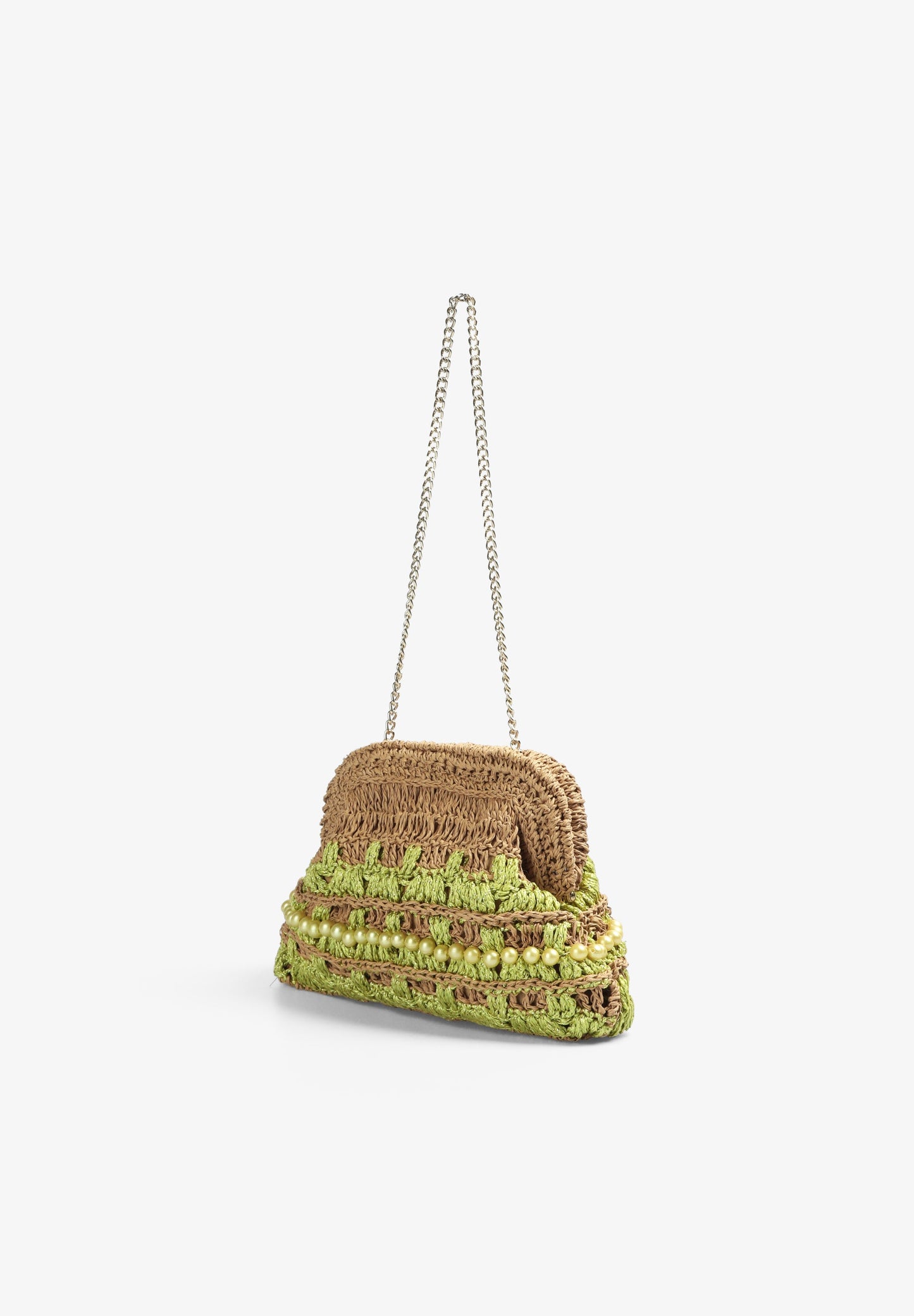 BOLSO CLUTCH RAFIA DETALLE ABALORIOS