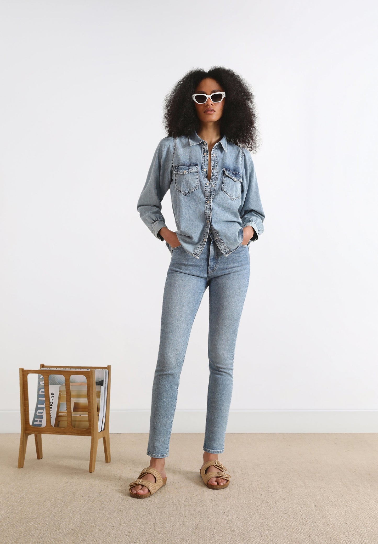 CAMISA DENIM LAVADA BOLSILLOS