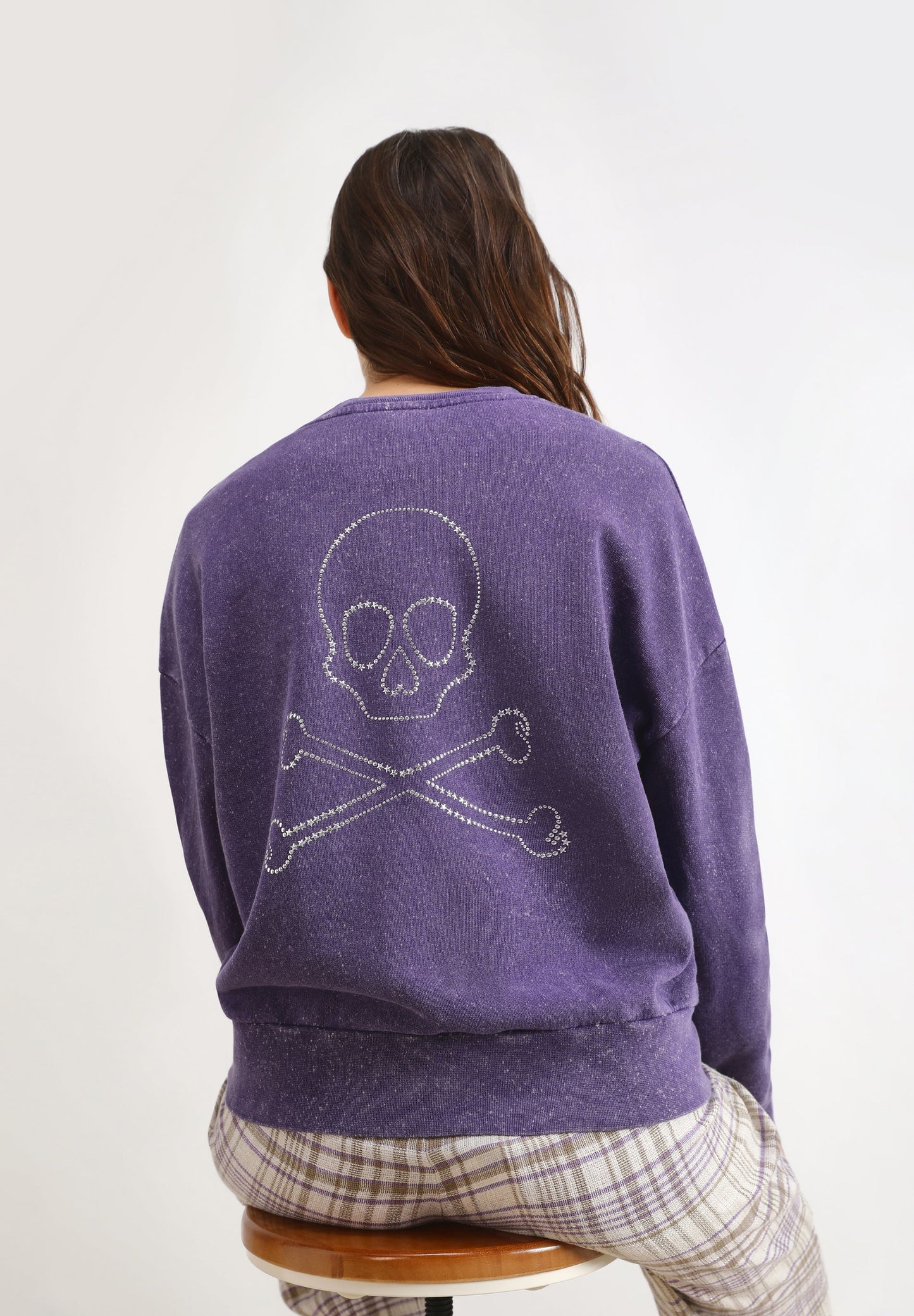 SUDADERA LAVADA CALAVERA GLITTER