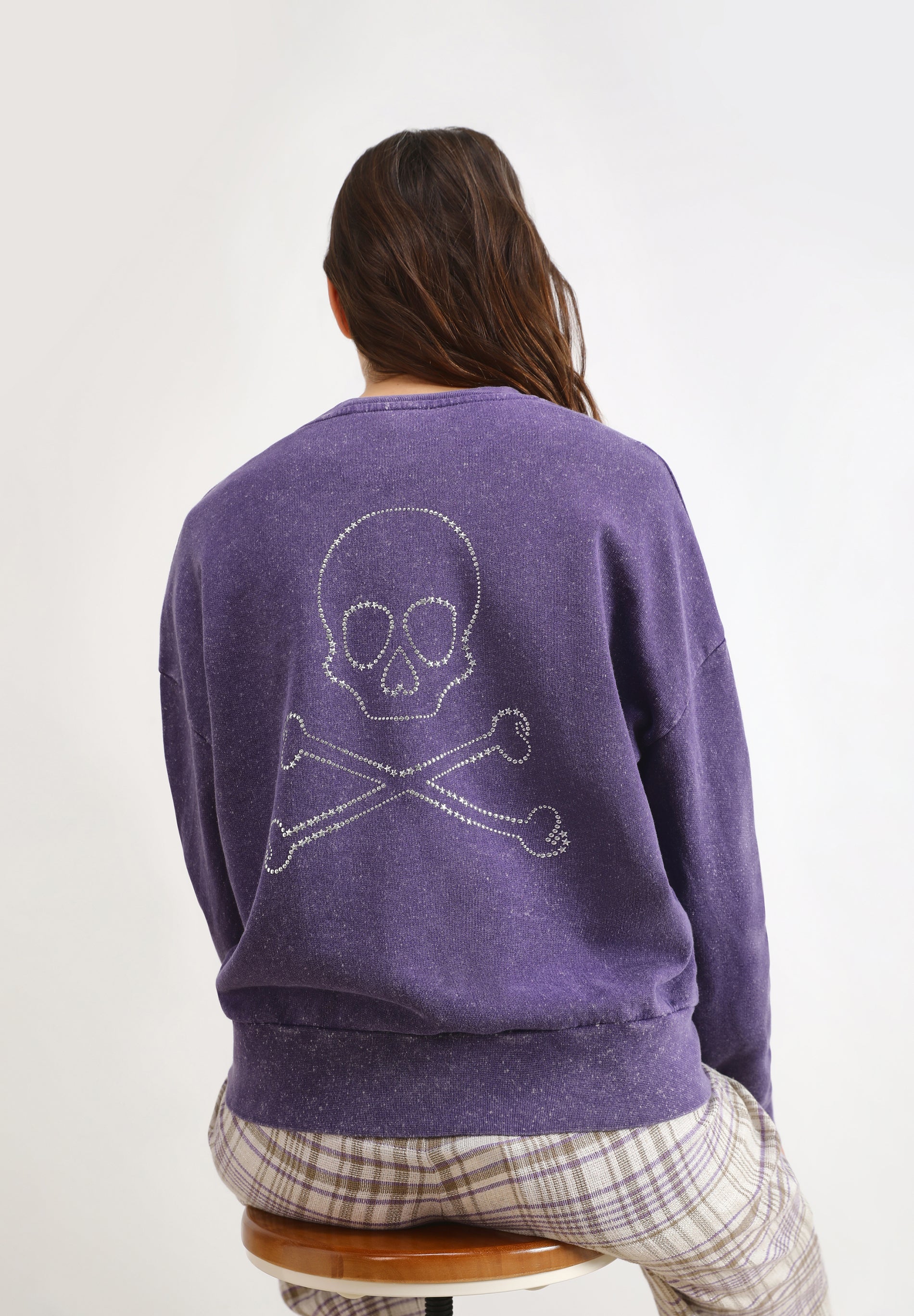 SUDADERA LAVADA CALAVERA GLITTER
