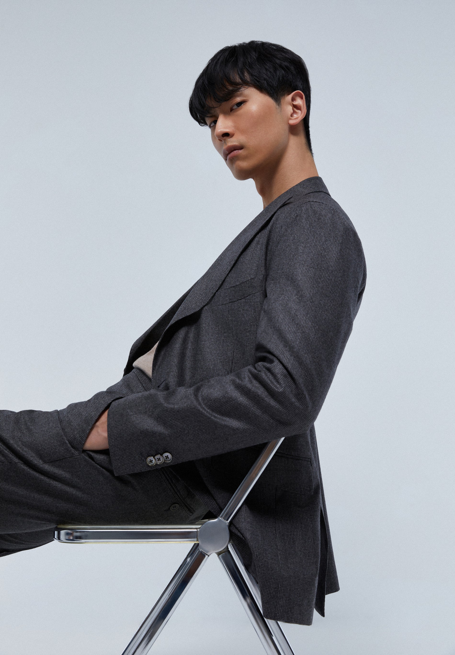 TRAJE PREMIUM CUADROS PUNTA DE LANZA GRIS