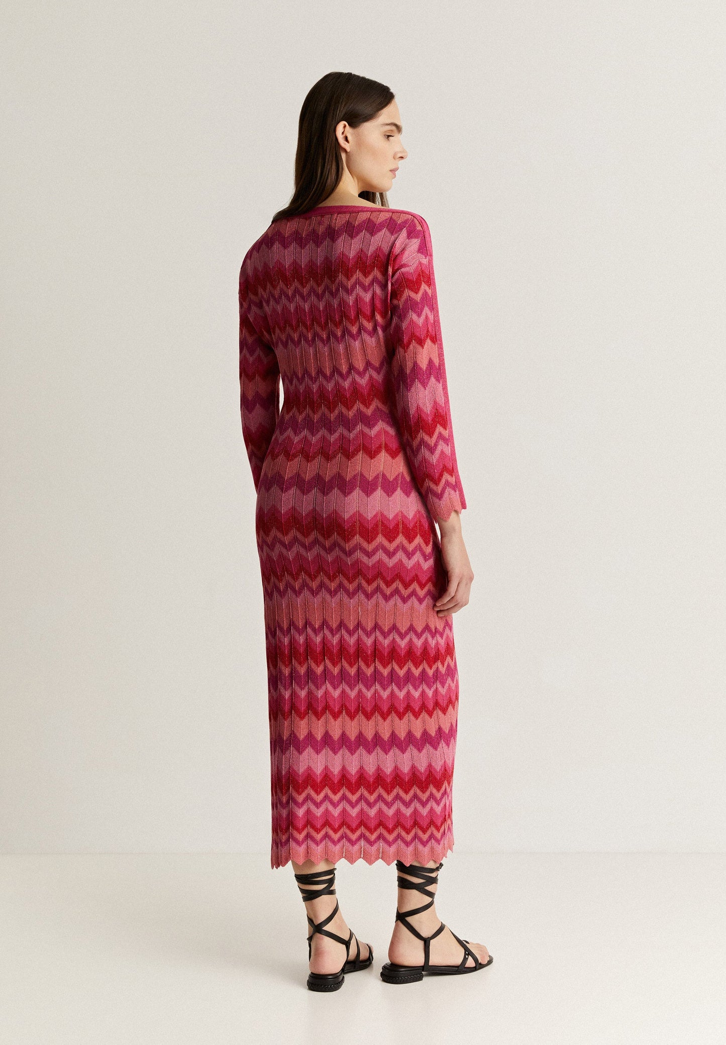 VESTIDO MIDI PUNTO ZIGZAG LUREX