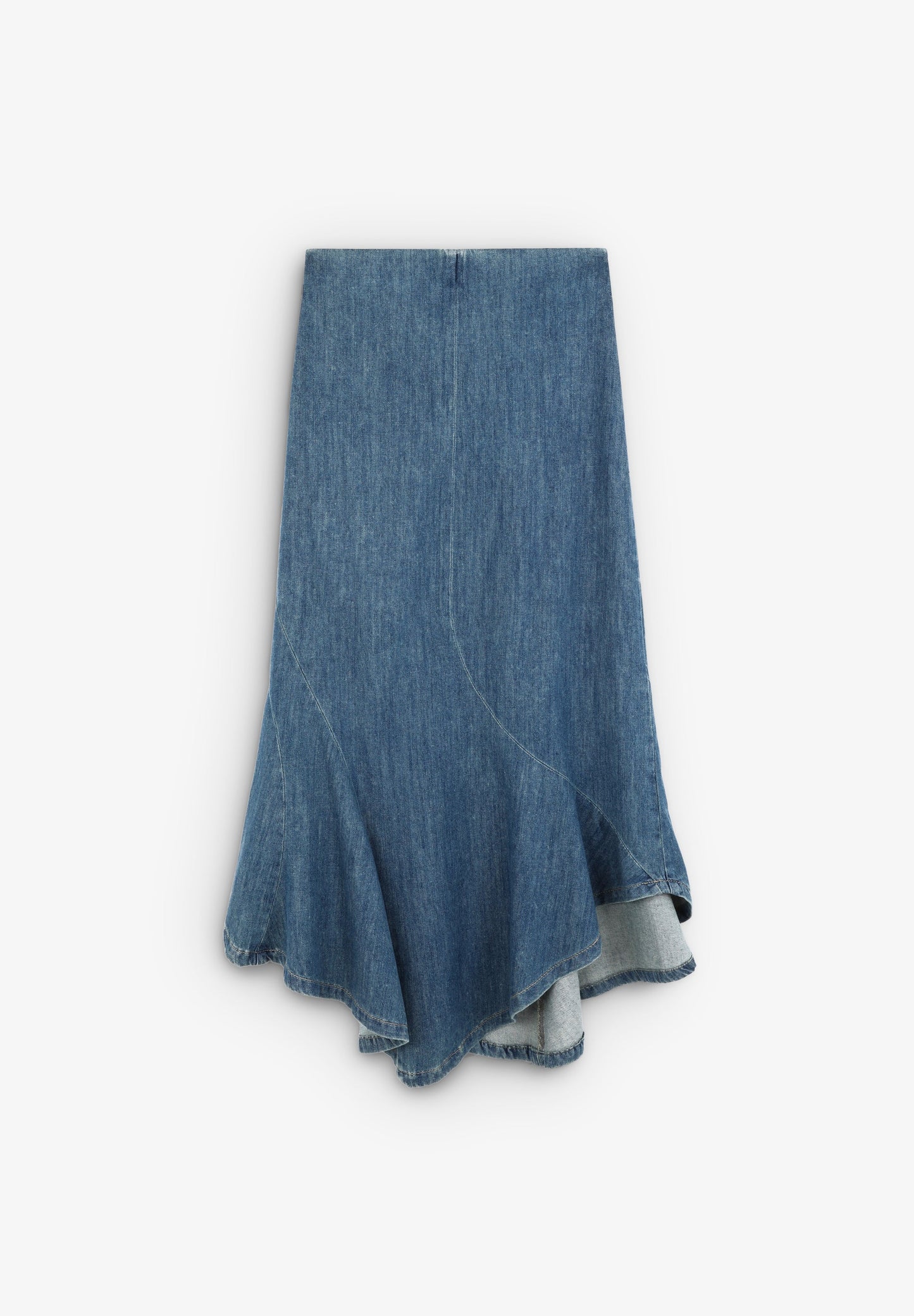 FALDA MIDI DENIM BAJO VUELO