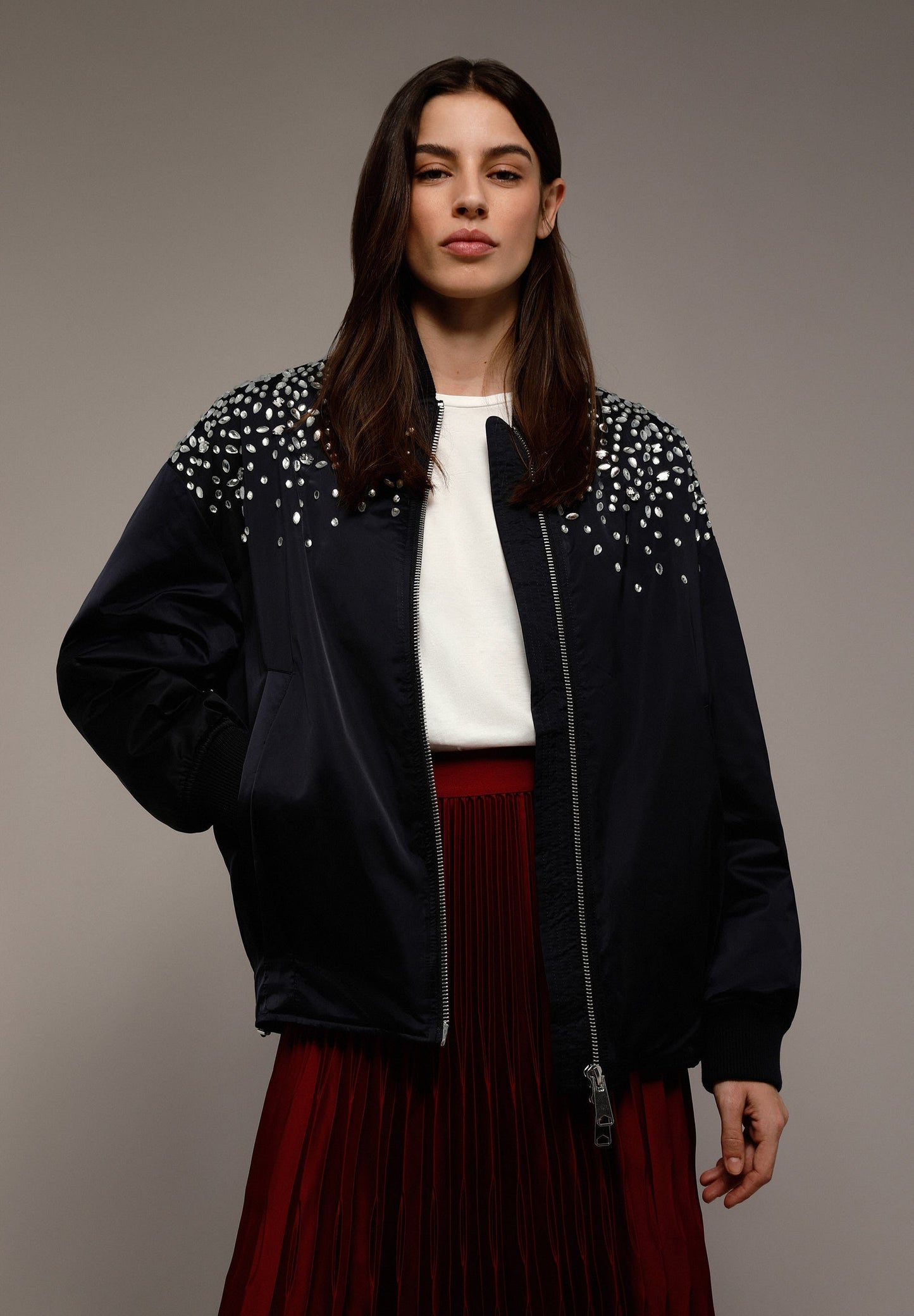 CHAQUETA BOMBER DETALLE CRISTALES