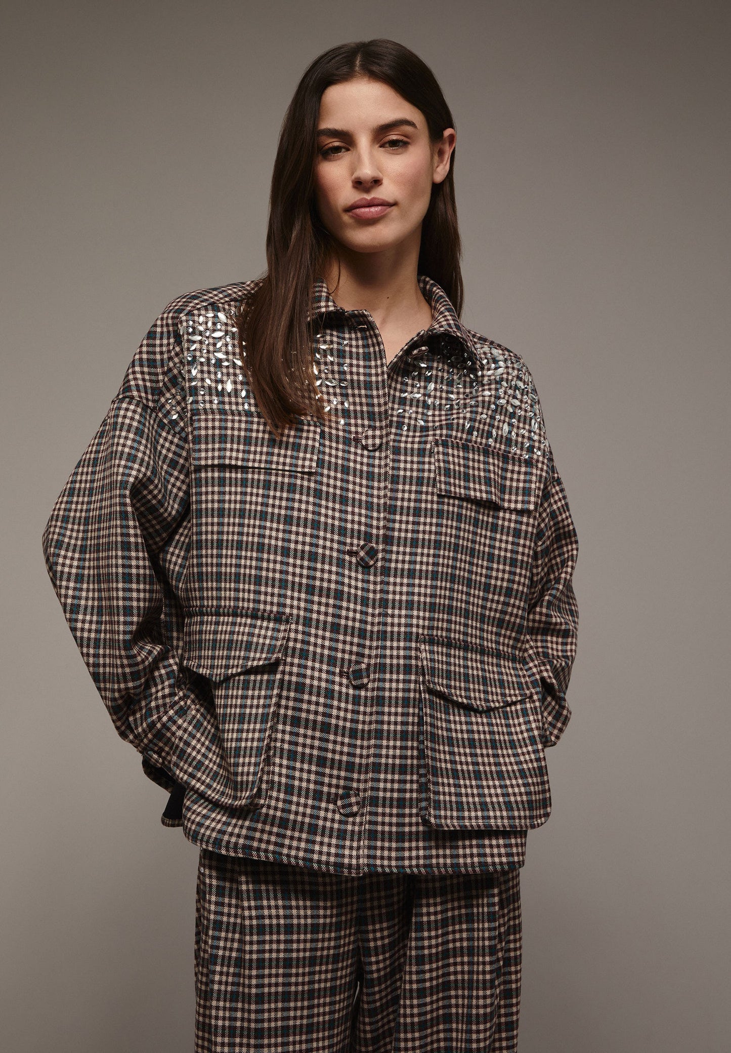 CHAQUETA CUADROS CRISTALES