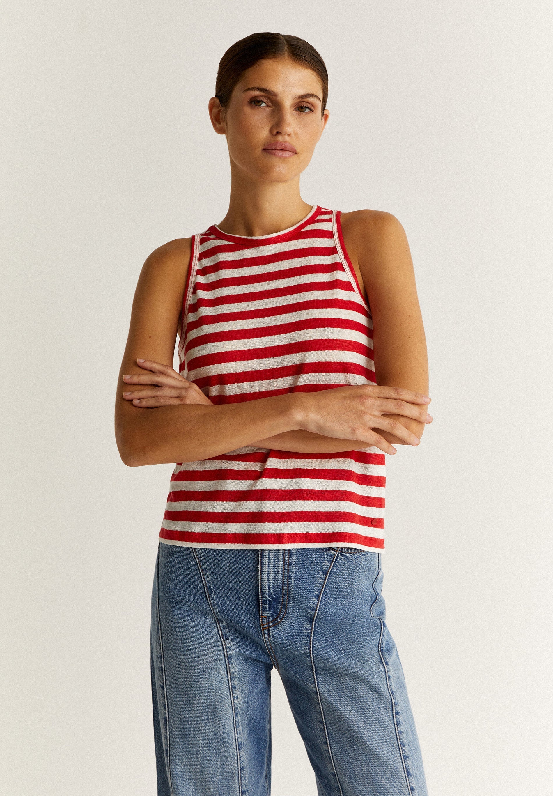 CAMISETA TANK LINO RAYAS