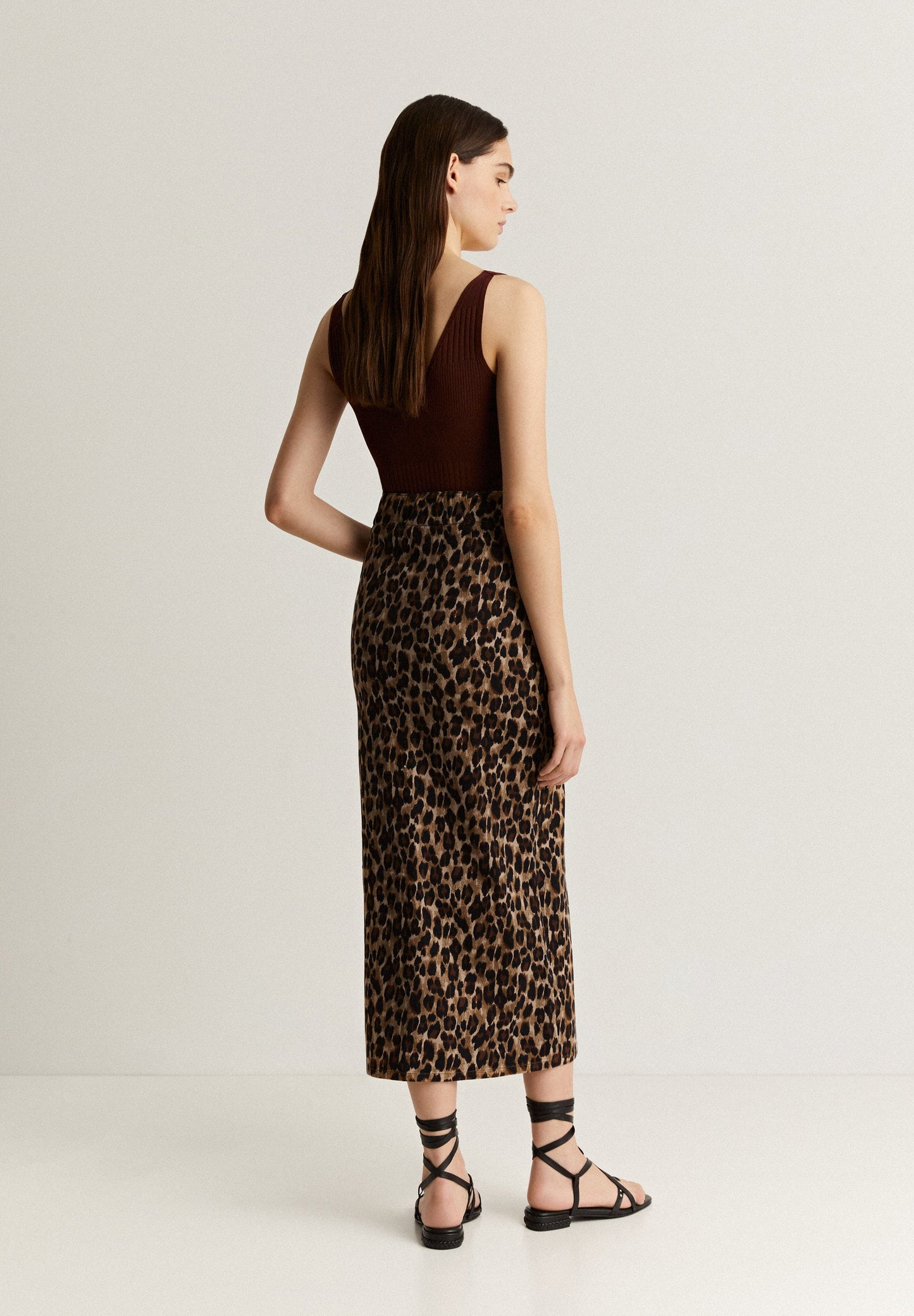 FALDA MIDI DENIM LEOPARDO