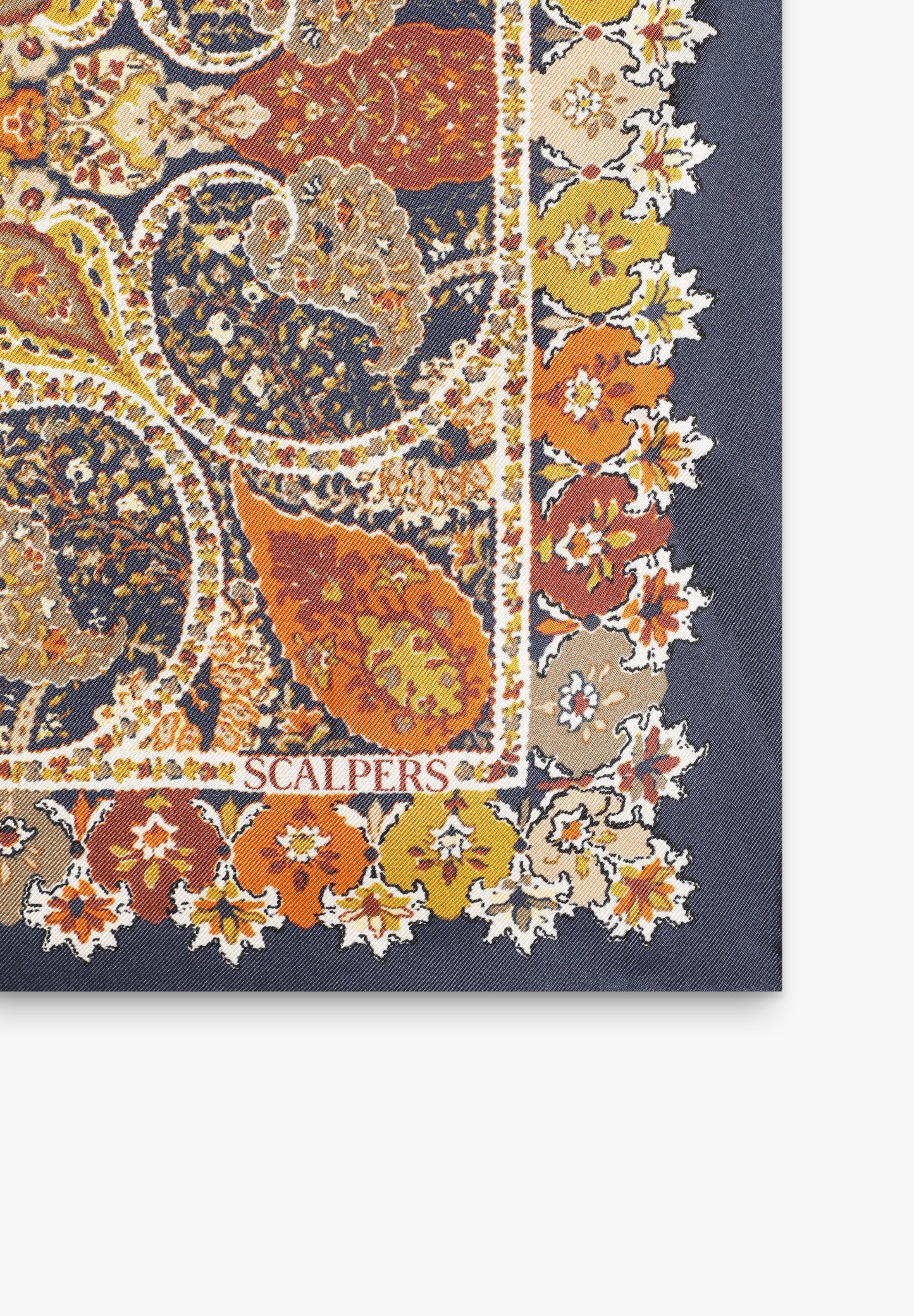 PAÑUELO SEDA ESTAMPADO PAISLEY CALAVERA