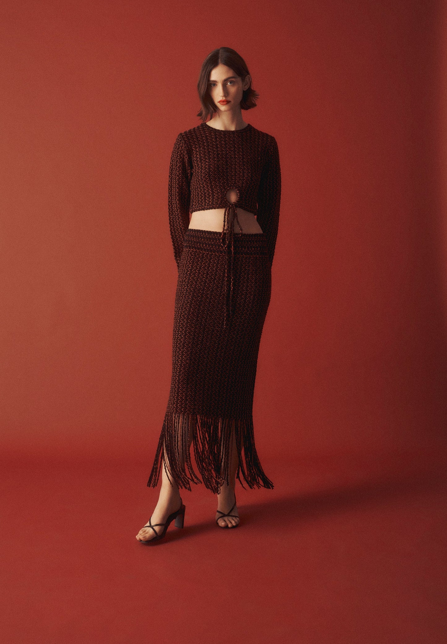 FALDA MIDI CROCHET FLECOS