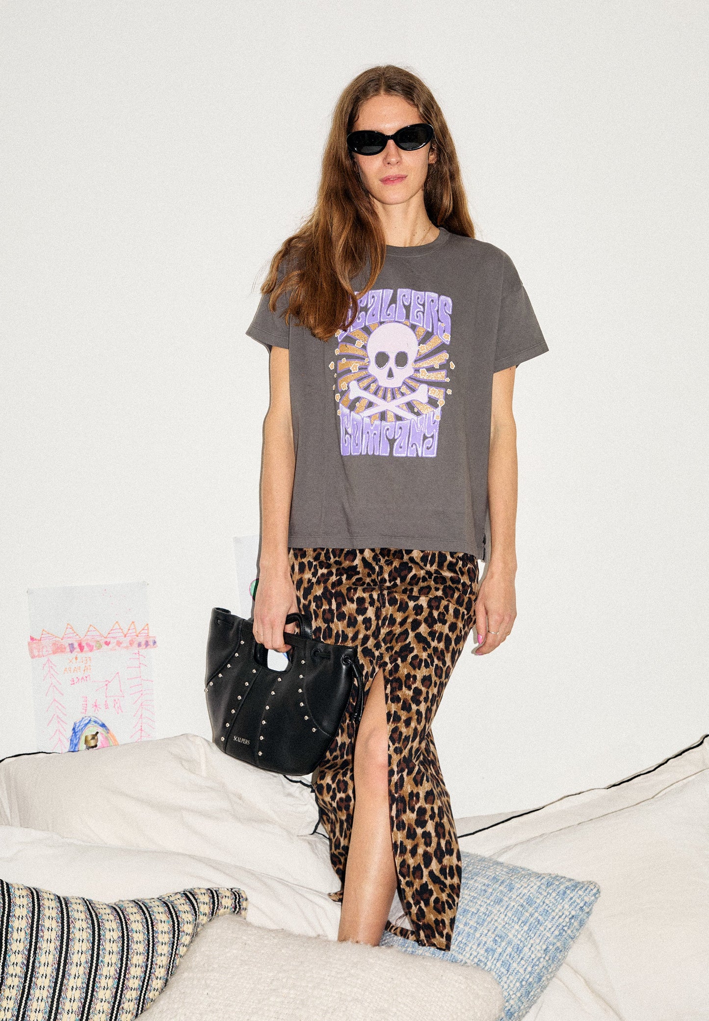 FALDA MIDI DENIM LEOPARDO